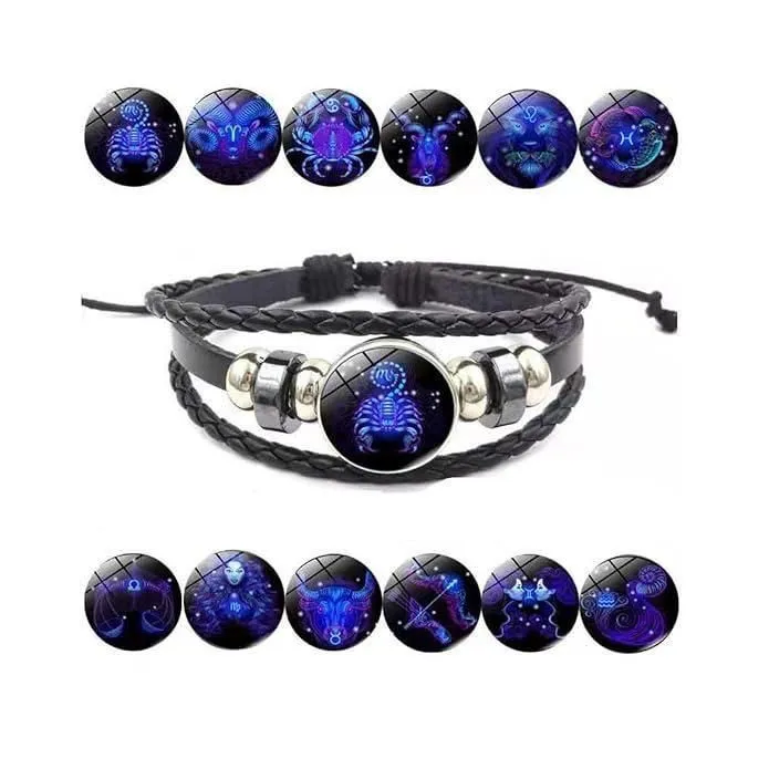 Astrology Bracelet | Black Leather Adjustable Bracelet |Get your Own zodiac signs| Limited Period Offer | 
