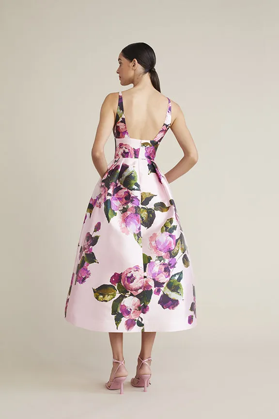 Audrey Brooks - 6227 - Sleeveless Midi Dress with Deep V Neckline