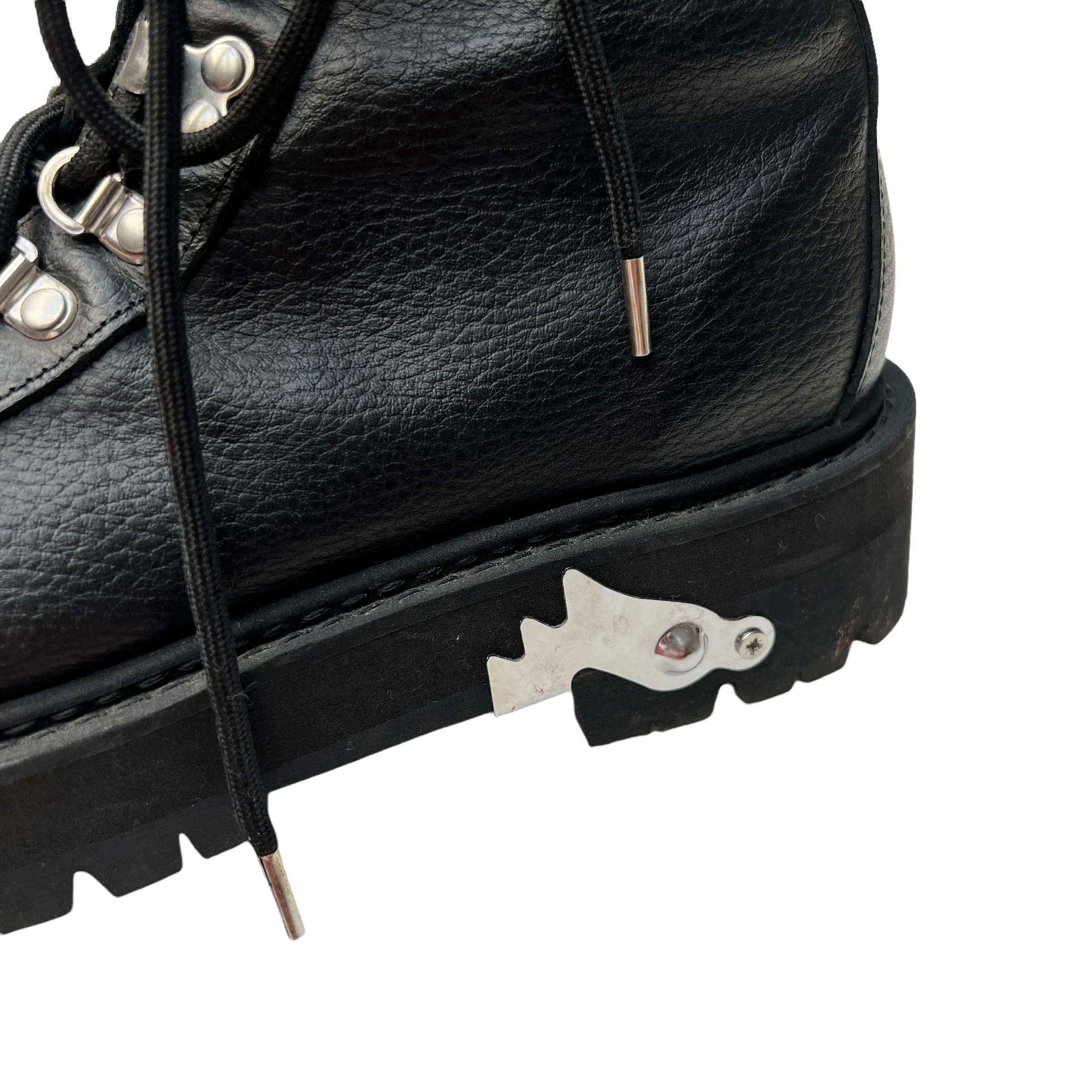 Black Leather Moto Boots - 38