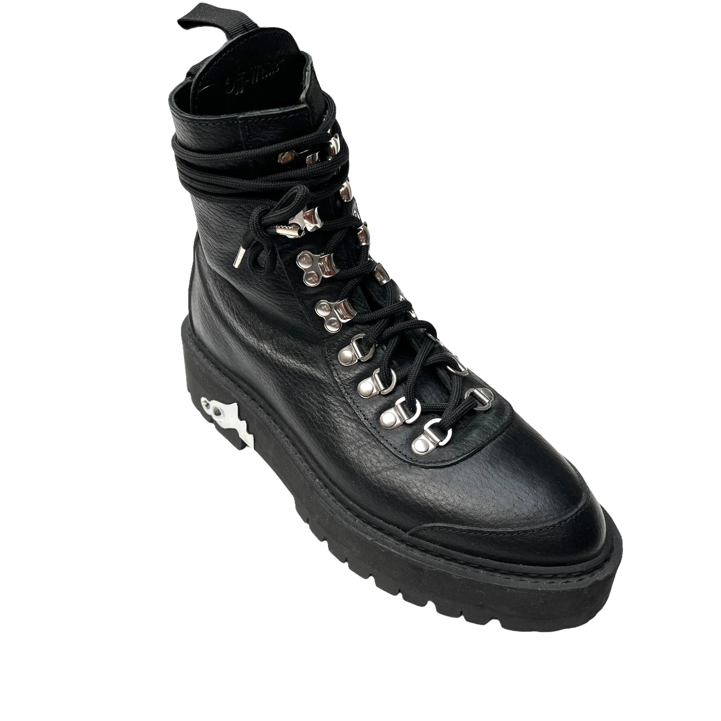 Black Leather Moto Boots - 38