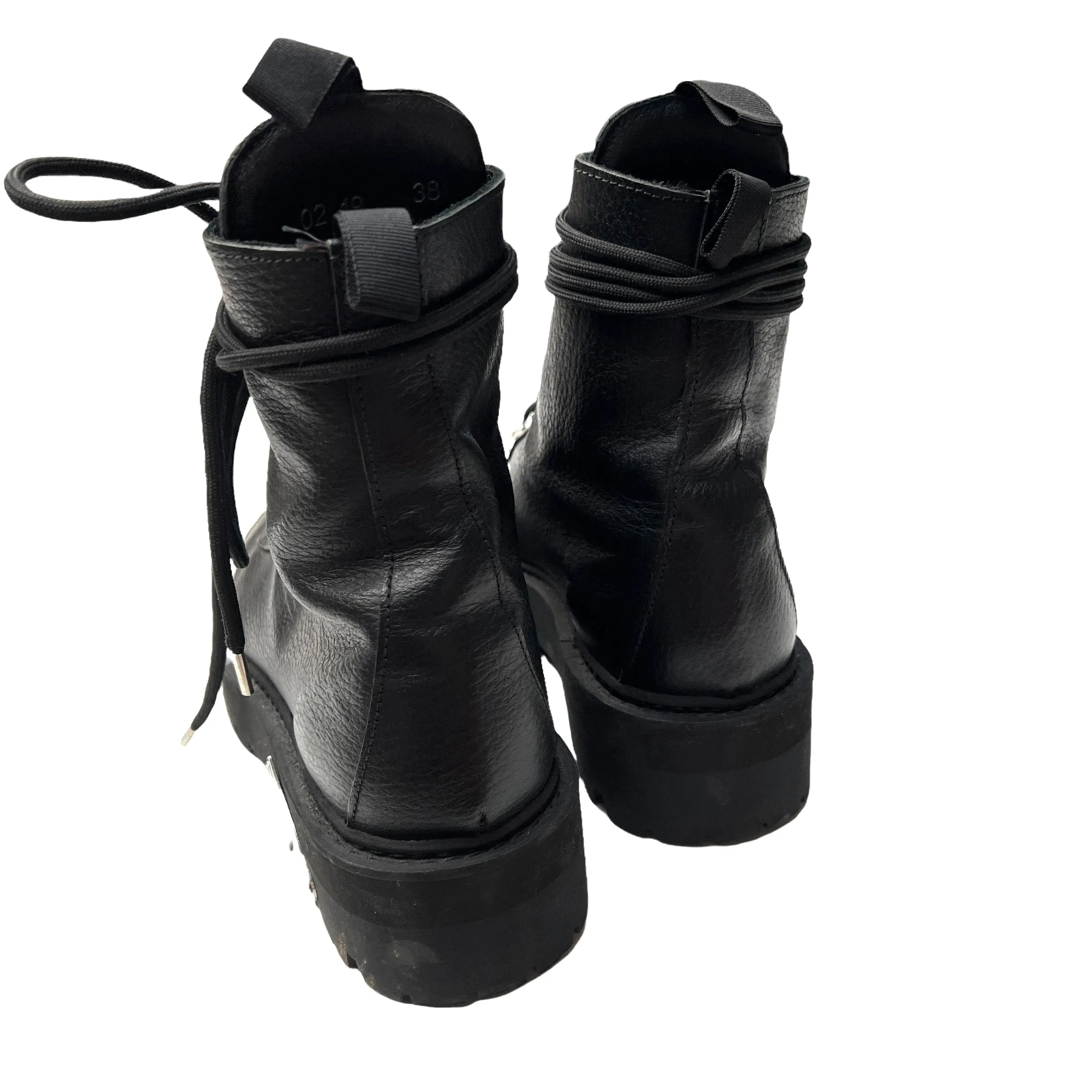 Black Leather Moto Boots - 38