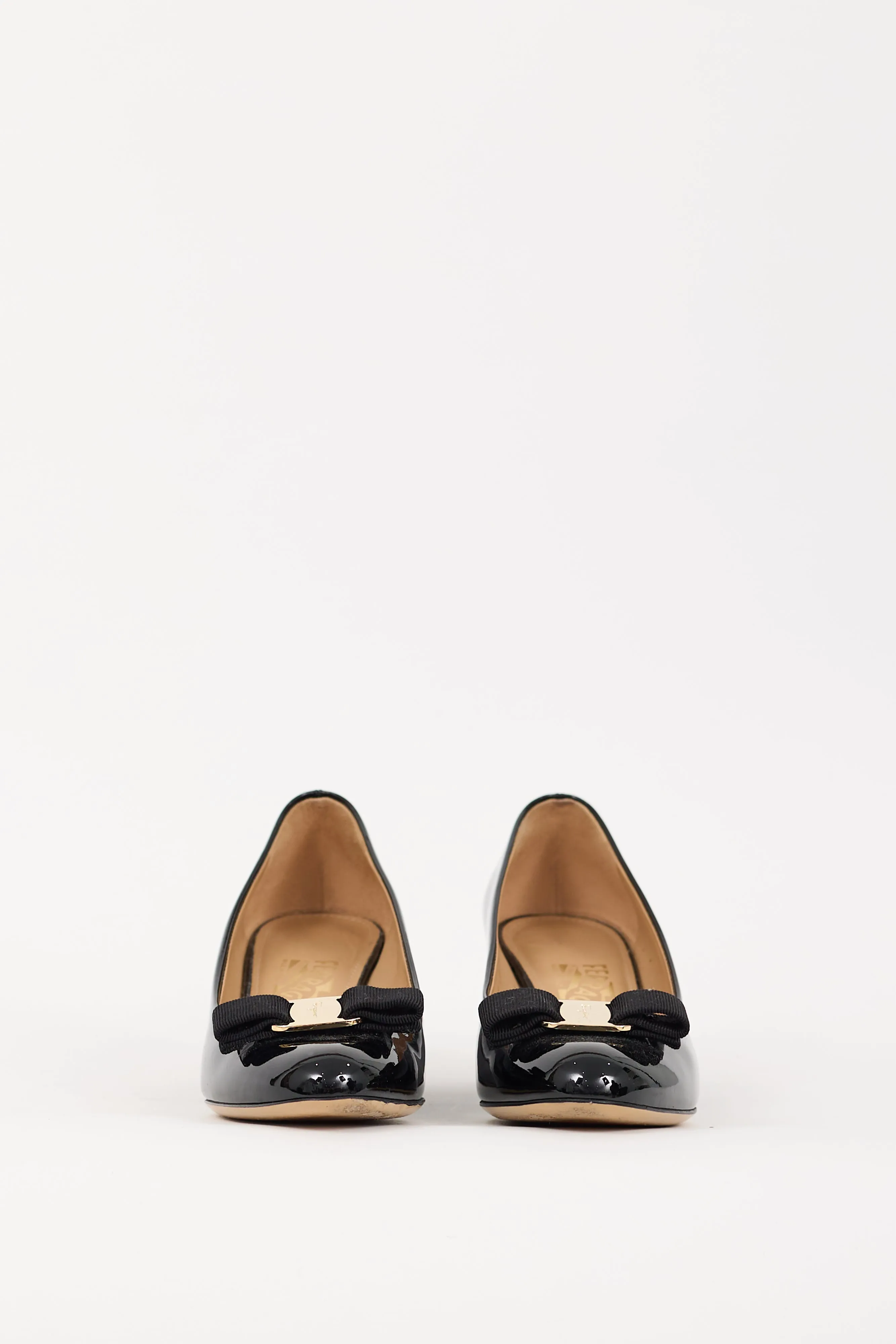 Black Patent Leather Vara Bow Wedge