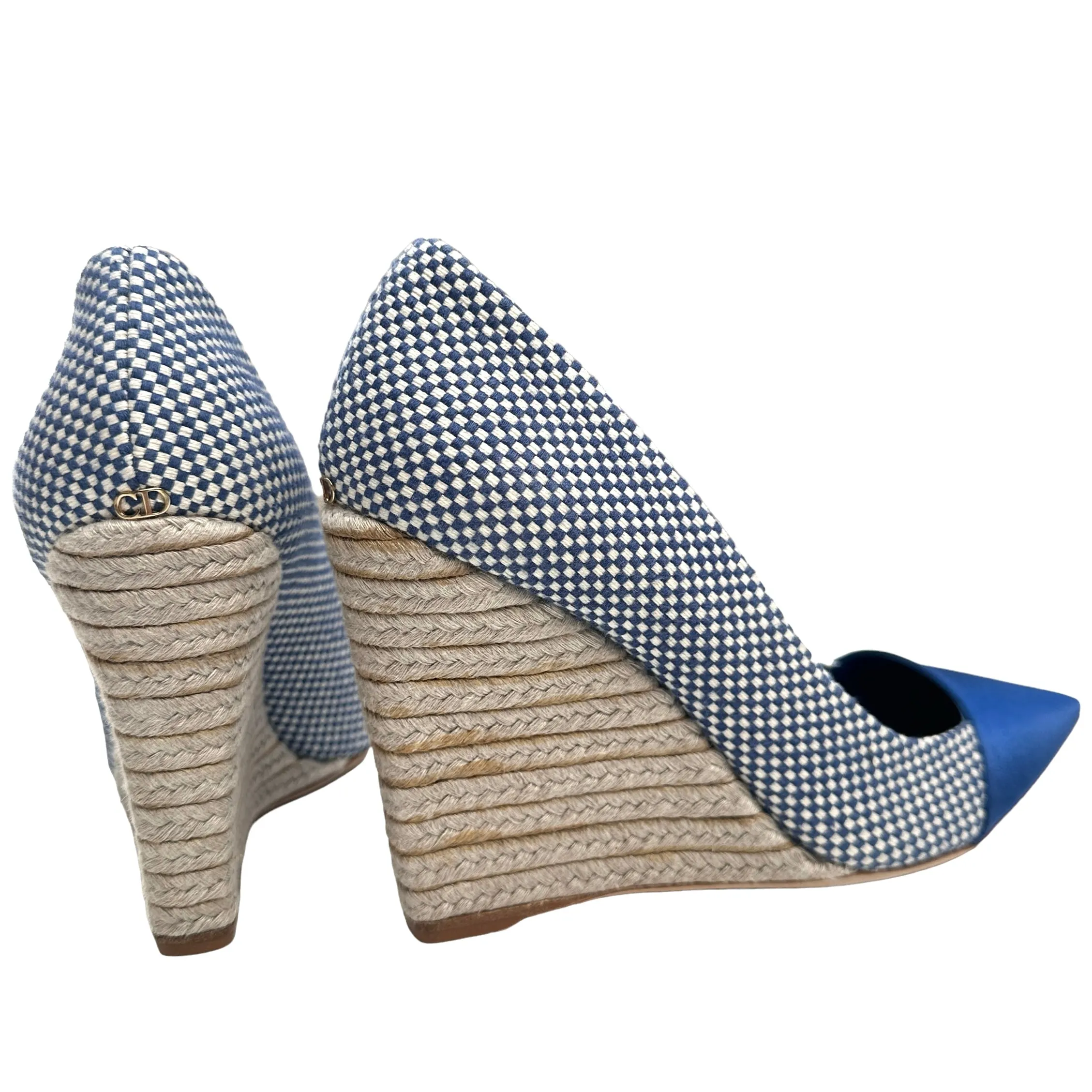 Blue Satin Wedges - 9