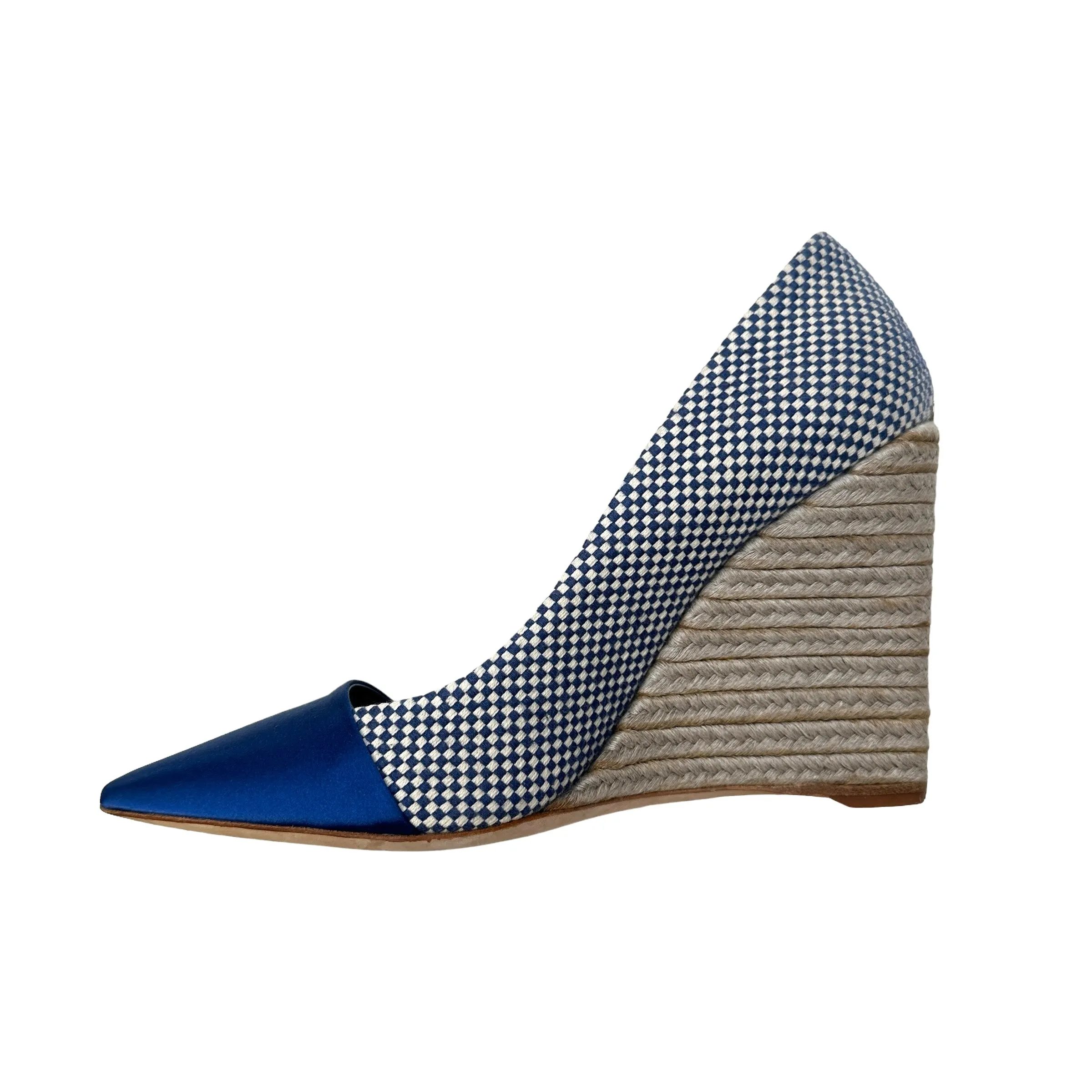 Blue Satin Wedges - 9