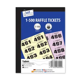 Cloakroom Raffle Tickets - 1-500 Assorted Numbered Tombola Draw Prize Event