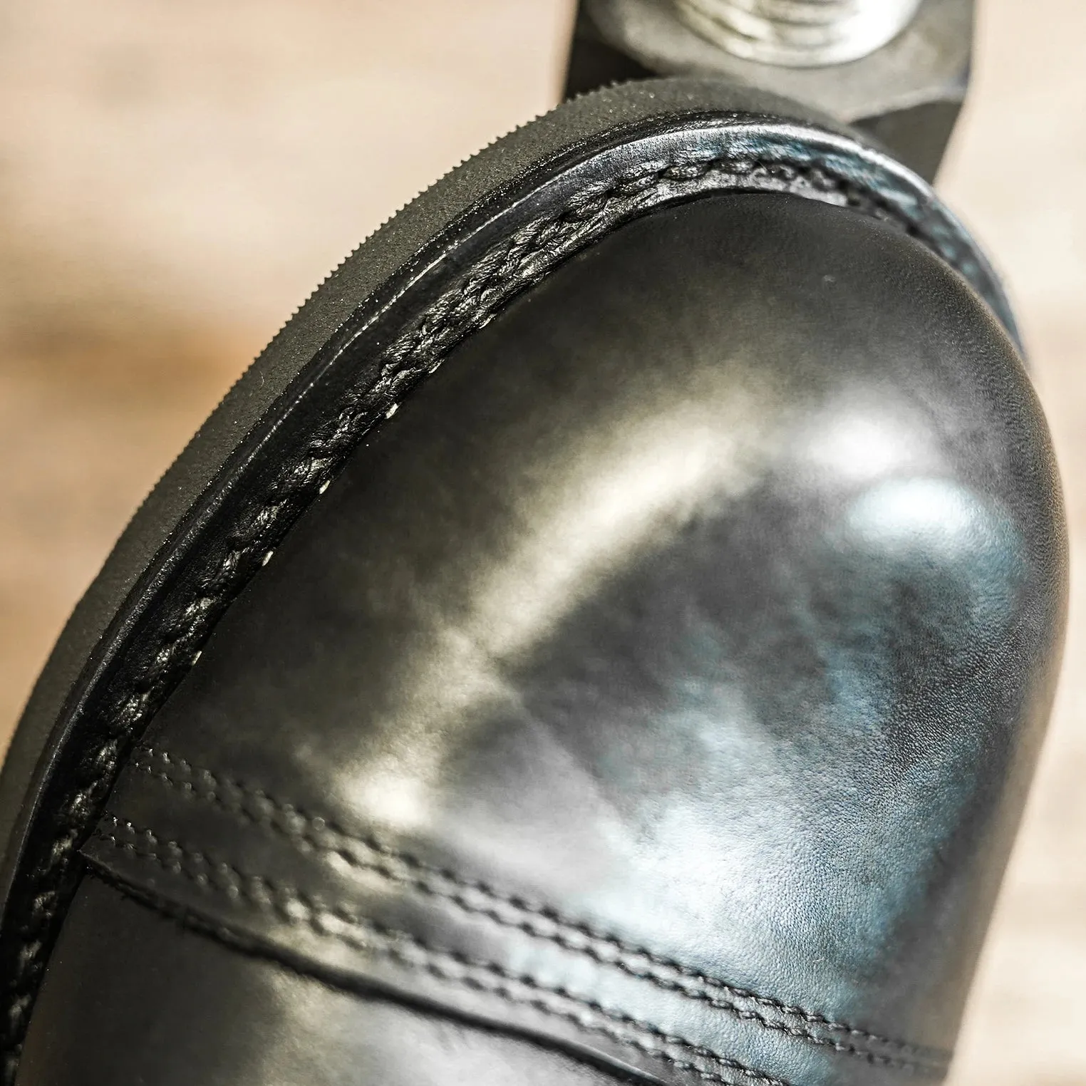 Durable Goodyear-Welted Motorcycle laced boots Rugged Vintage Oil Genuine Leather