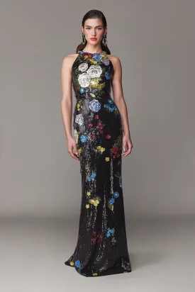 Frascara - 4756 - Halter Gown with Floral Sequin Embellishments