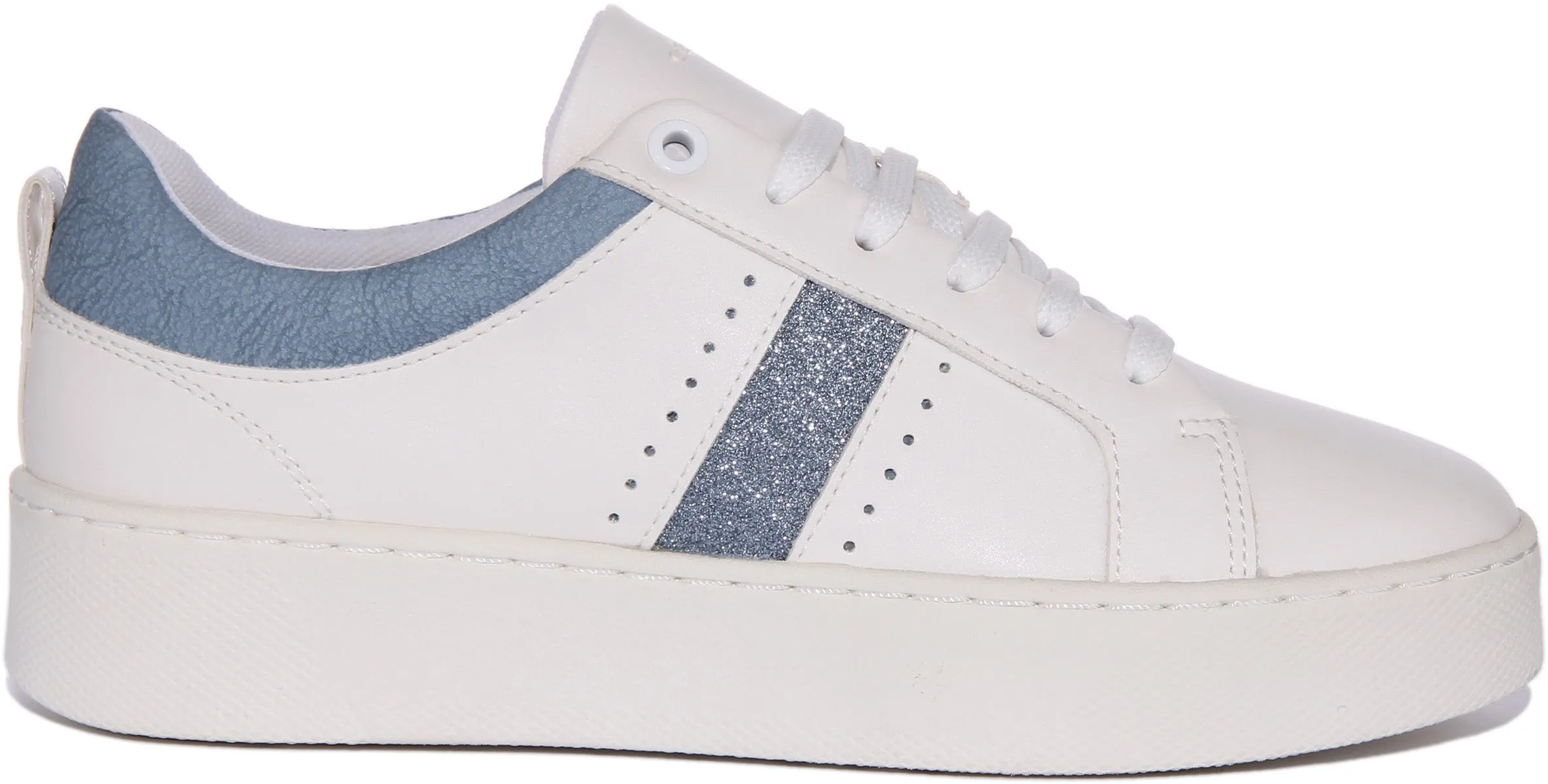Geox D Skyely Platform In White Blue For Women