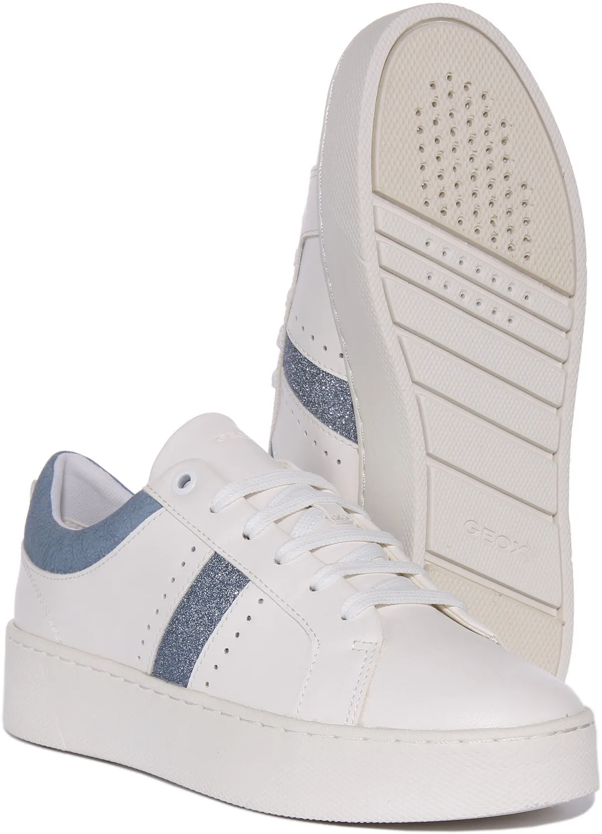Geox D Skyely Platform In White Blue For Women