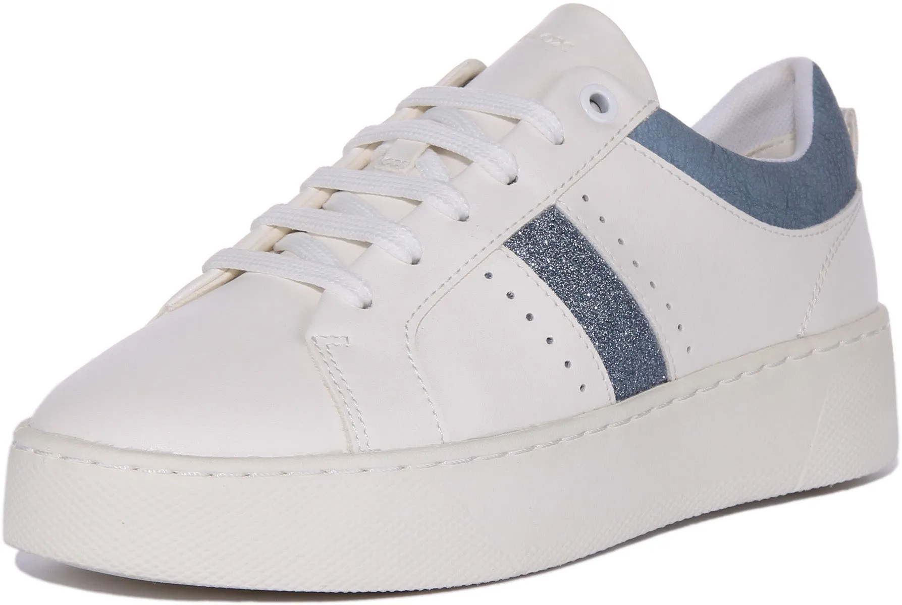 Geox D Skyely Platform In White Blue For Women
