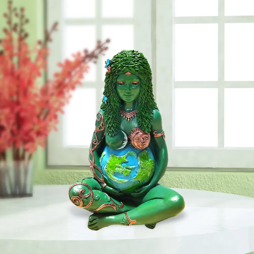 Ghia Mother Earth Resin Statue: Three Dimensional Art Decor for Home and Garden
