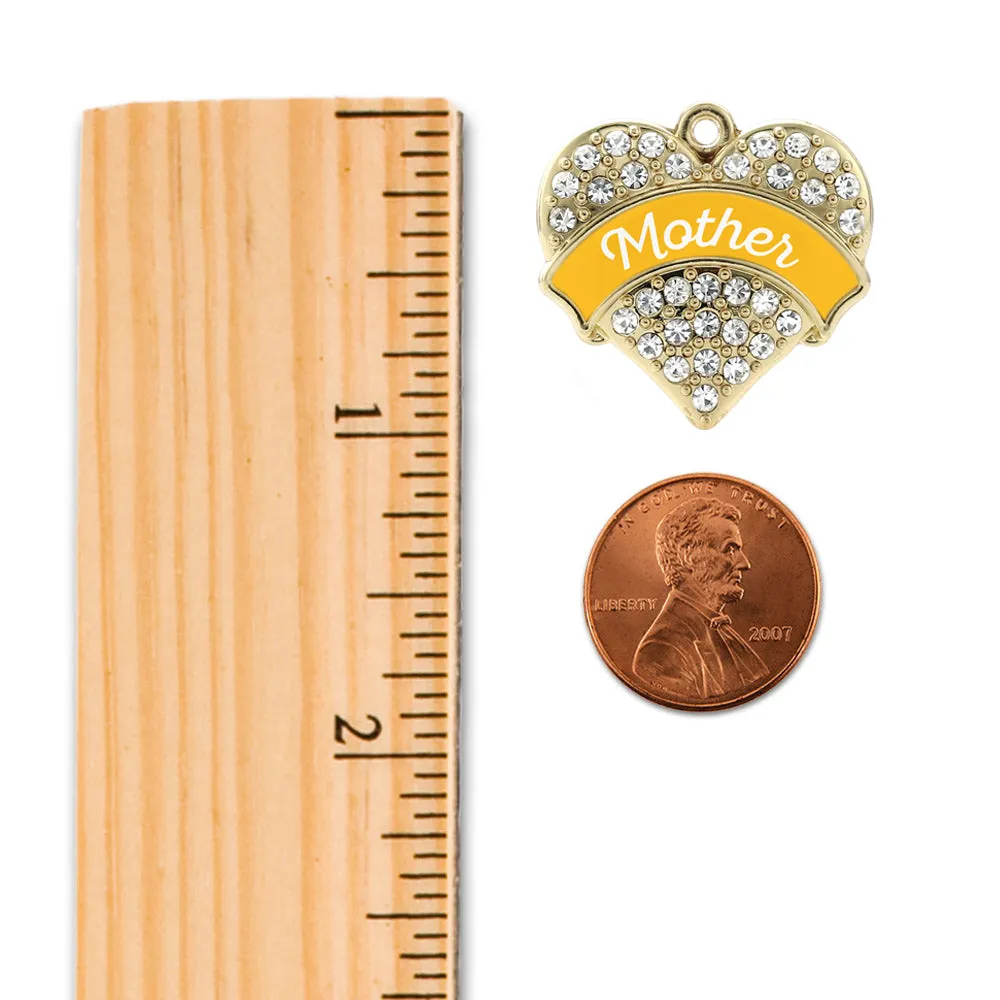 Gold Marigold Mother Pave Heart Charm Snowman Ornament
