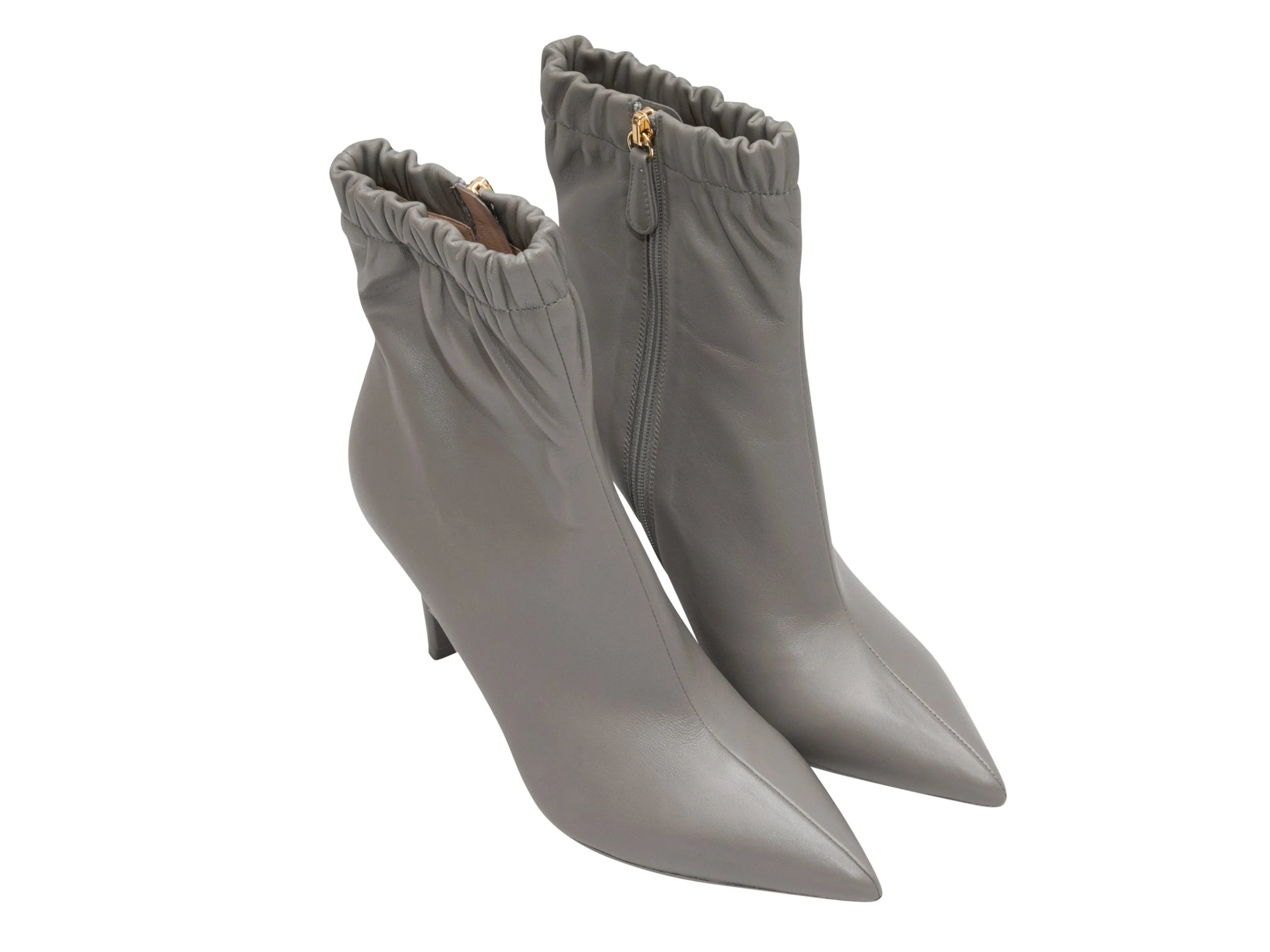Grey Gianvito Rossi Alina Pointed-Toe Ankle Boots Size 39