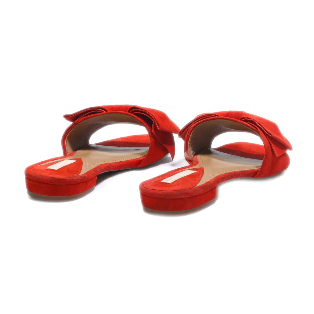 H&M Flat Sandals Suede Red Colour For Women