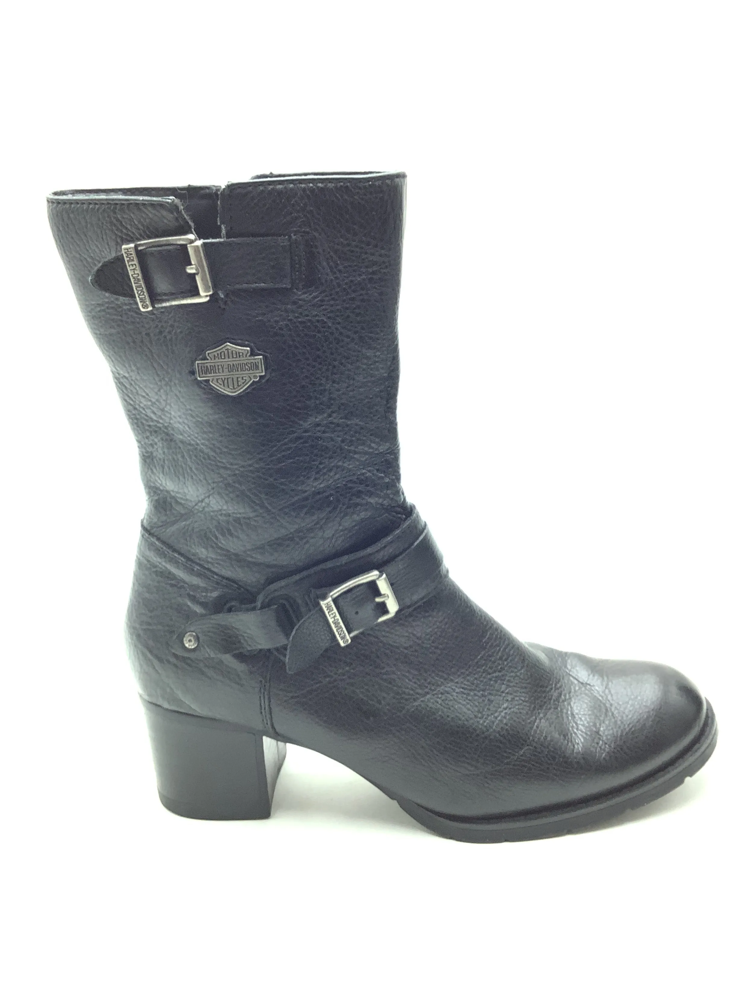 Harley Davidson Women's Biker Boot Leather Black Size: 9