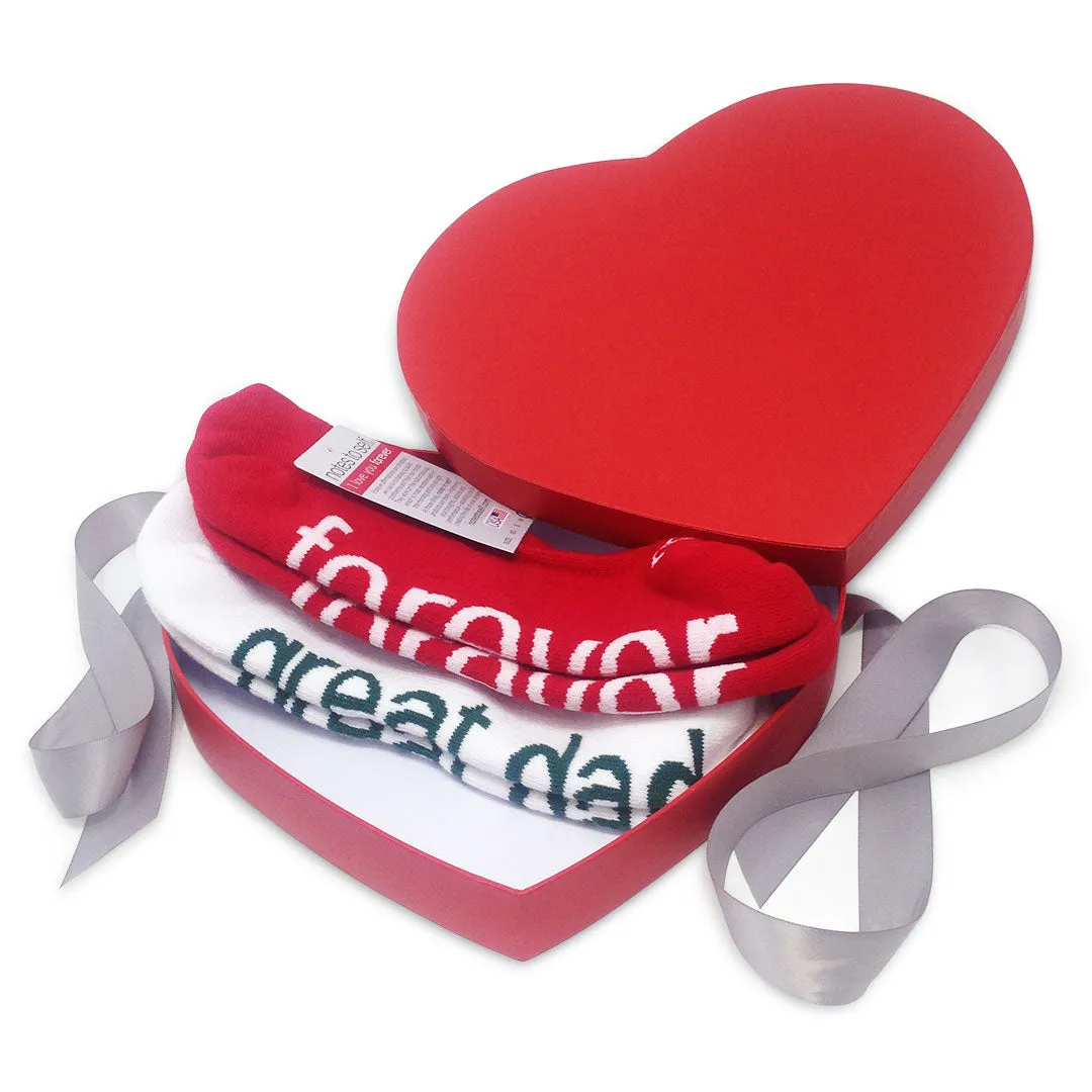 I am a great dad®   I love you - forever™ socks in red heart gift box