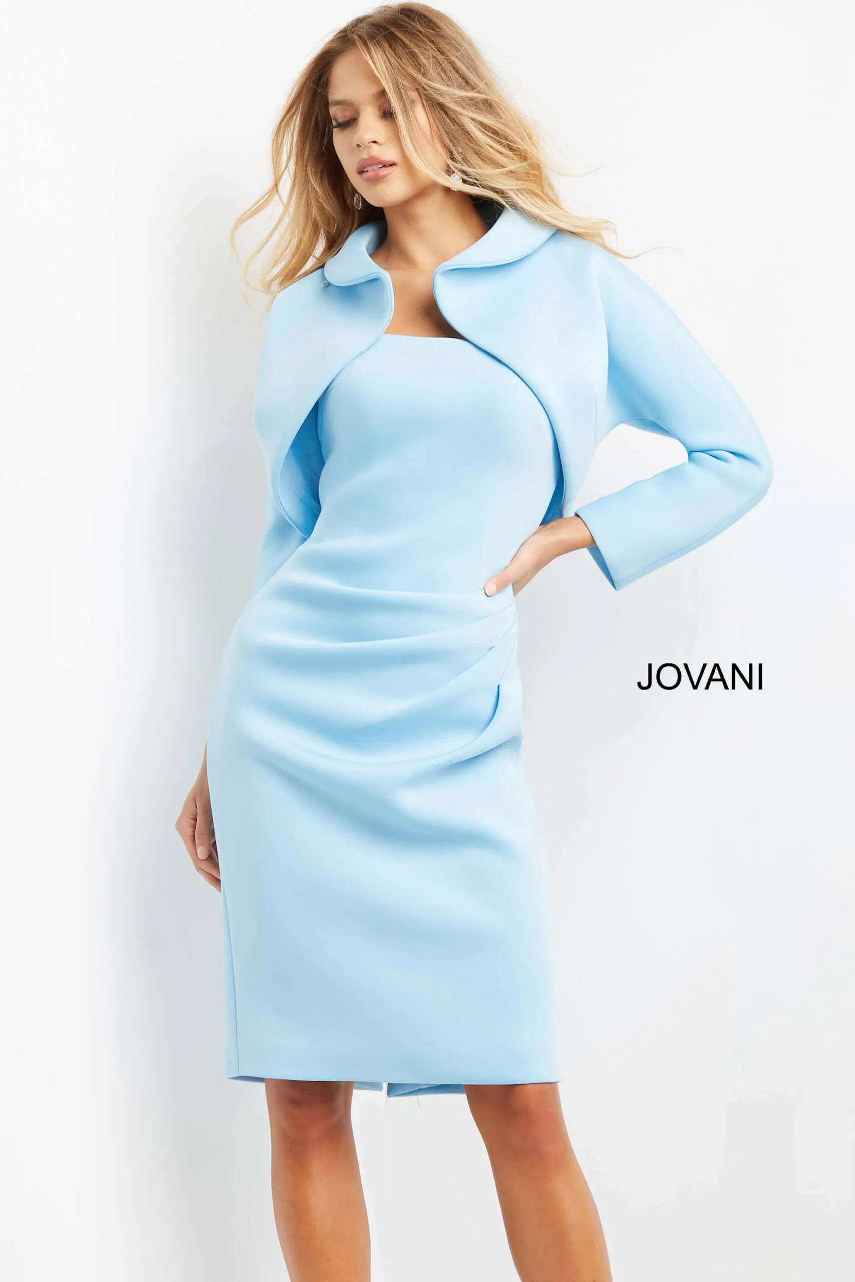 Jovani - 07556 - Two-Piece Sheath Silhouette Off the Shoulder Dress