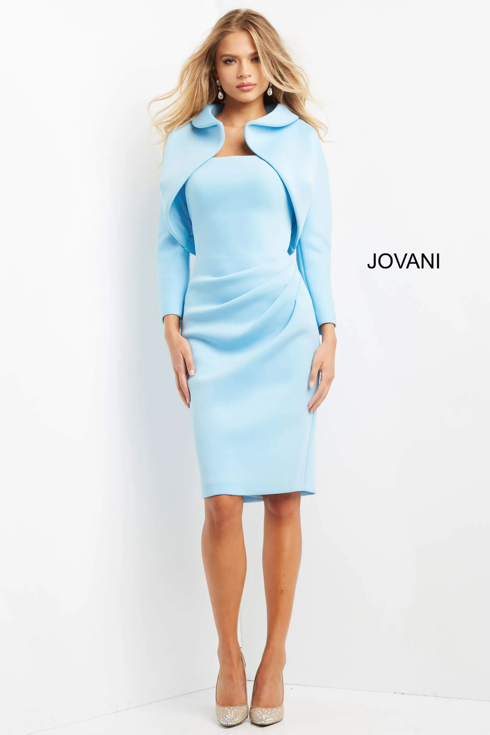 Jovani - 07556 - Two-Piece Sheath Silhouette Off the Shoulder Dress