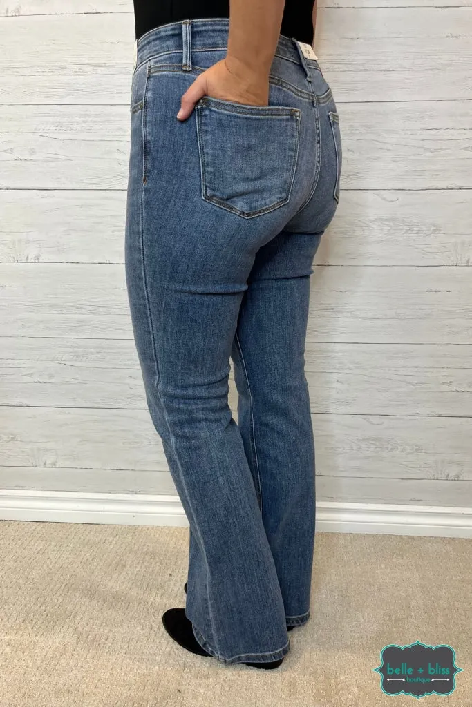 Judy Blue " Dylan" Mid Rise Button Fly Bootcut Denim - Mid Wash
