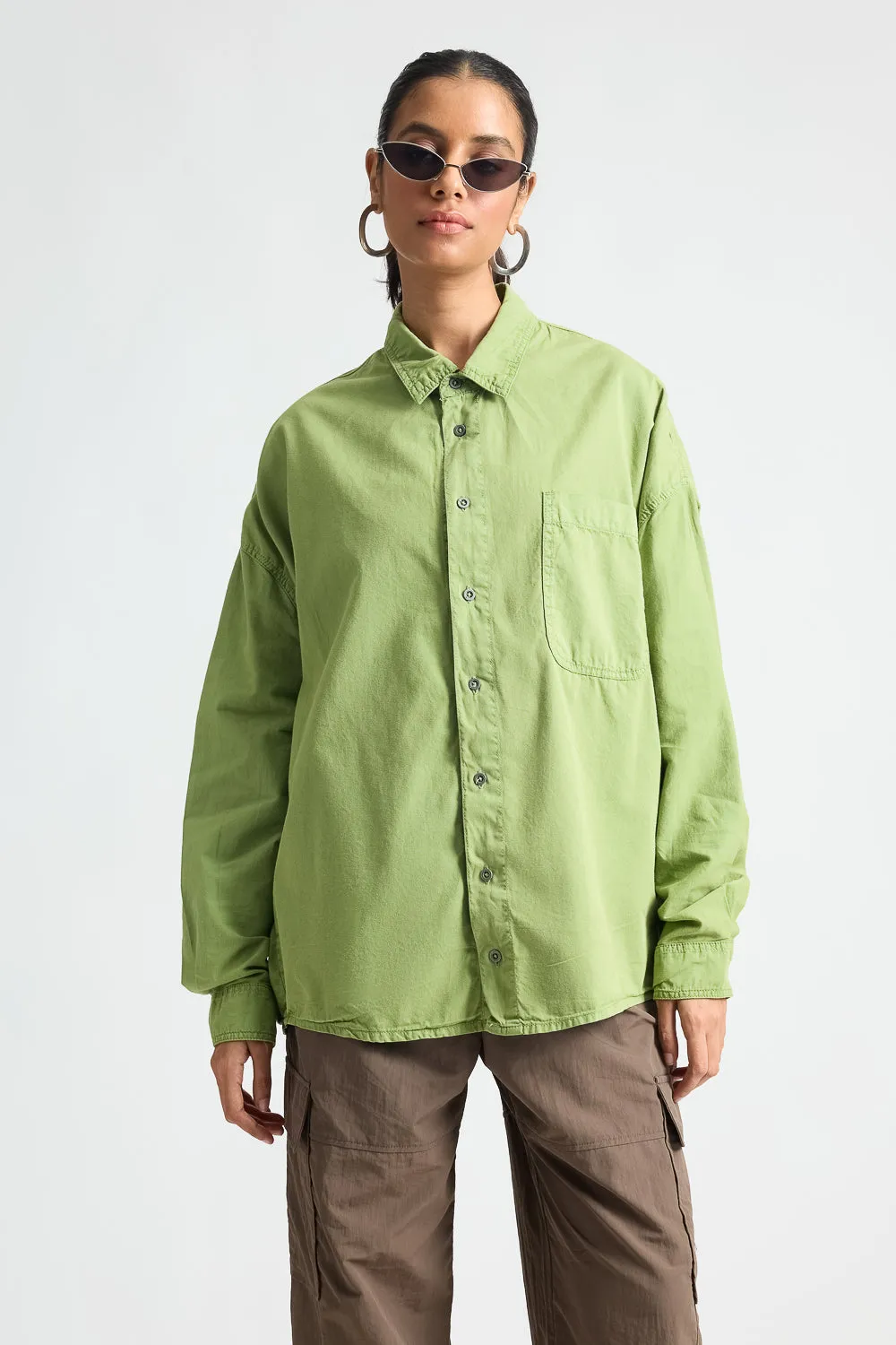 Kiwi Green Long Sleeve Casual Shirt