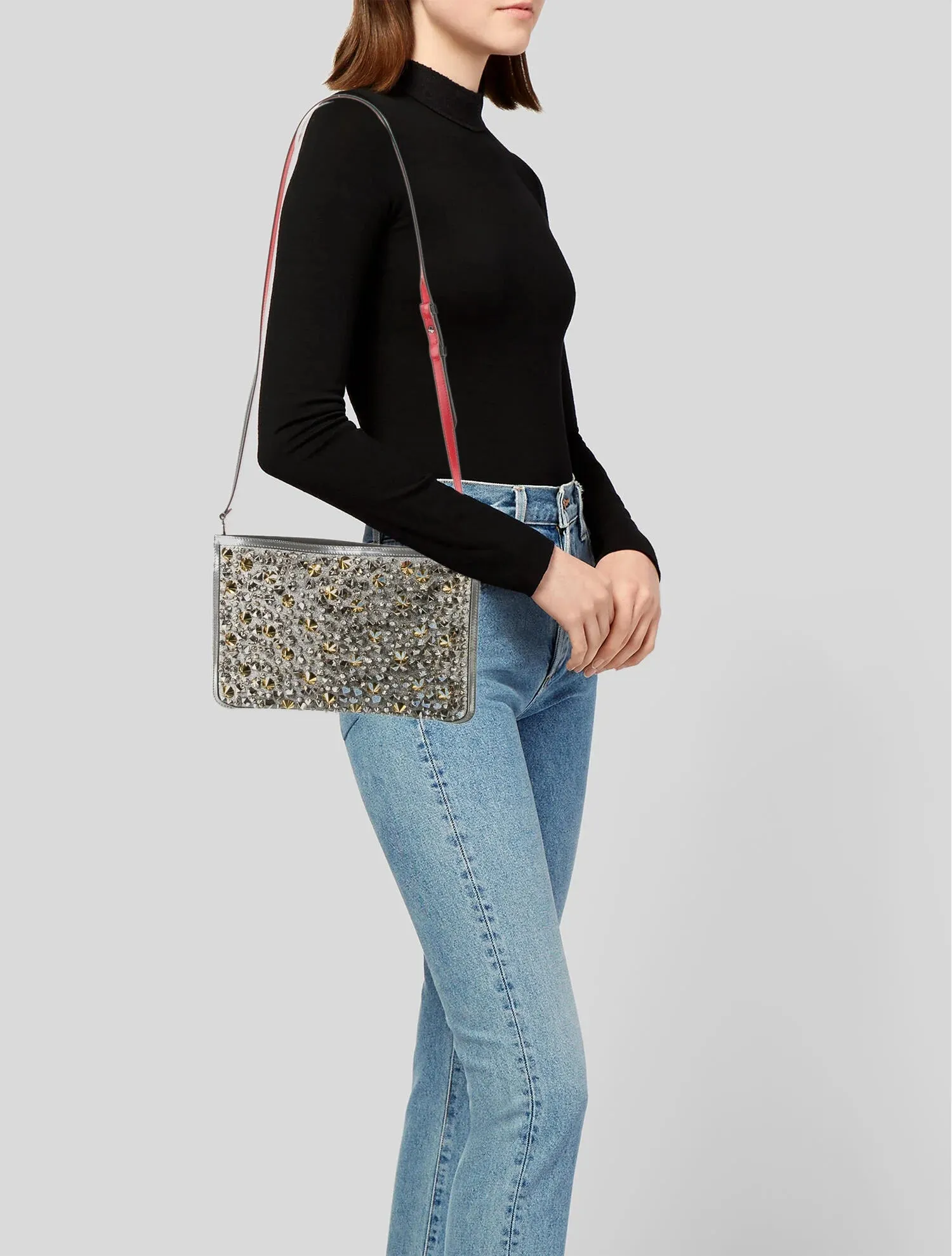 Louboutin Patent Leather Studded Shoulder Bag