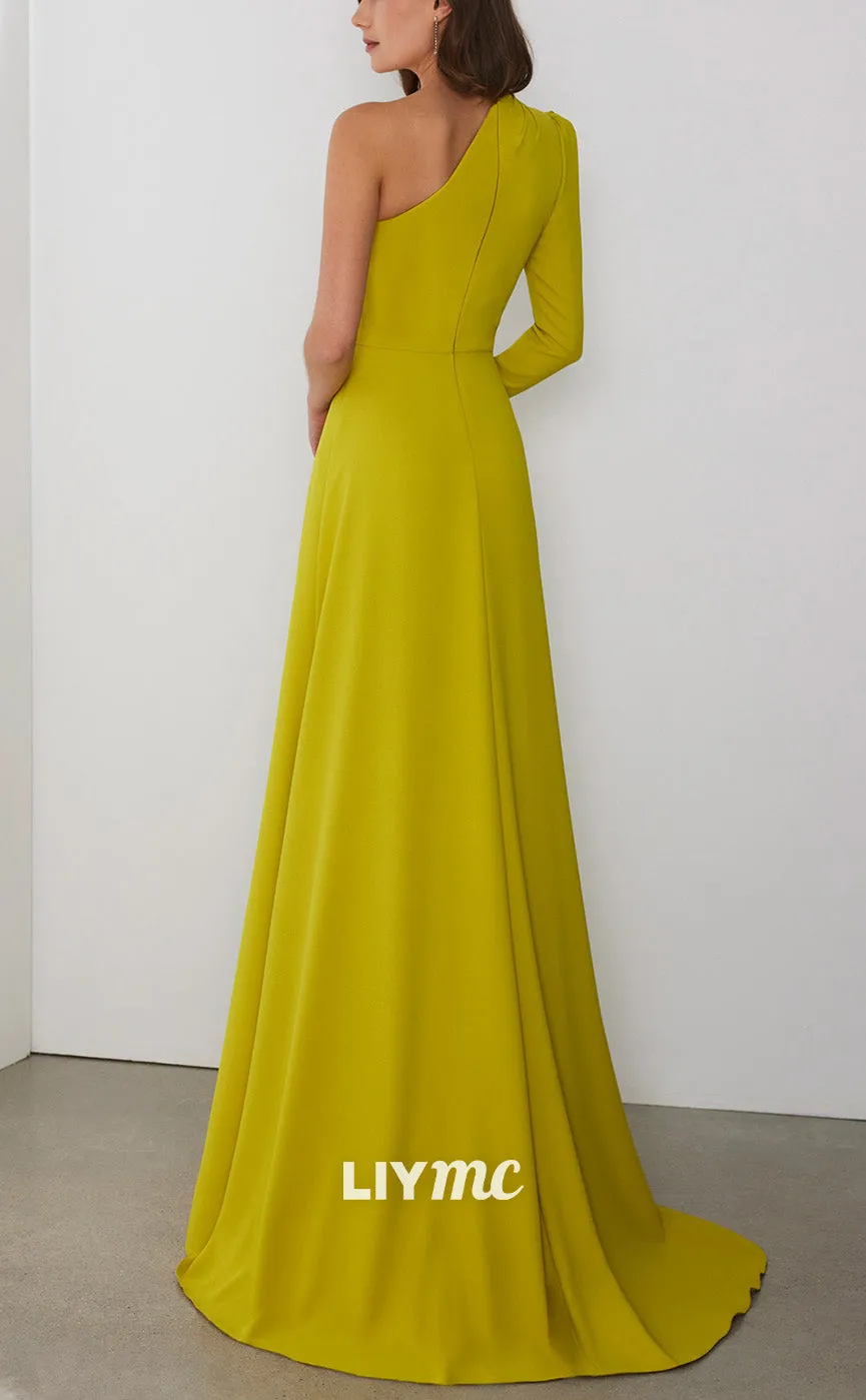 M1221 - One Shoulder Sleek Pleated A-Line Mother of Bride Dress Cocktail Dress