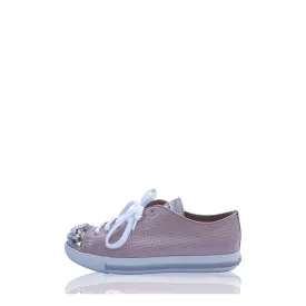 MIU MIU PINK CRYSTAL CAP-TOE SNEAKERS