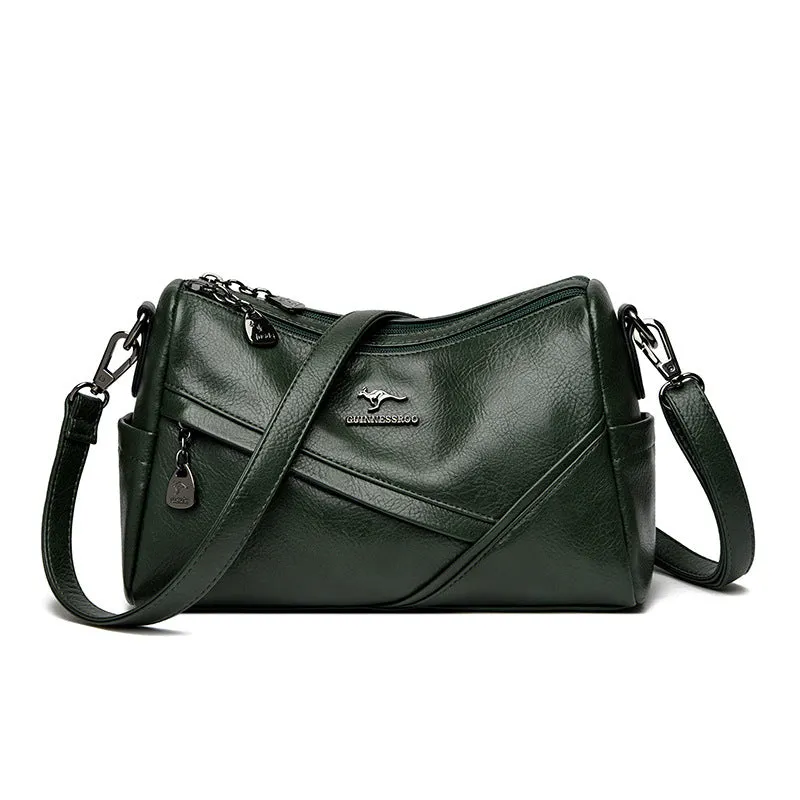 Multi-layered brand genuine leather women's bag 2023 new middle-aged mother bag soft leather versatile single shoulder temperament texture crossbody bag