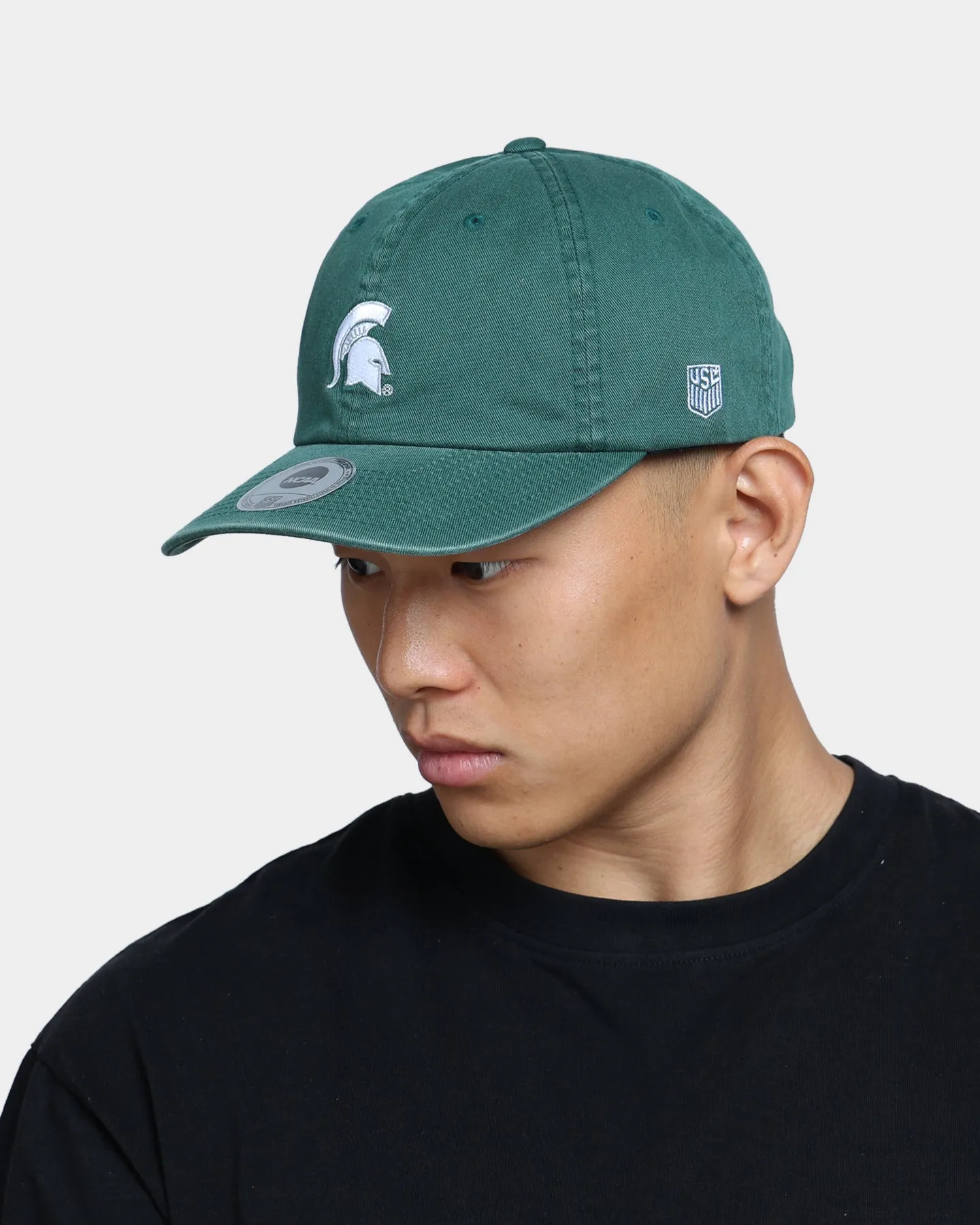 NATIONAL COLLEGIATE ATHLETIC ASSC Michigan State Spartans Small Team Crest Dad Hat Strapback Washed Green