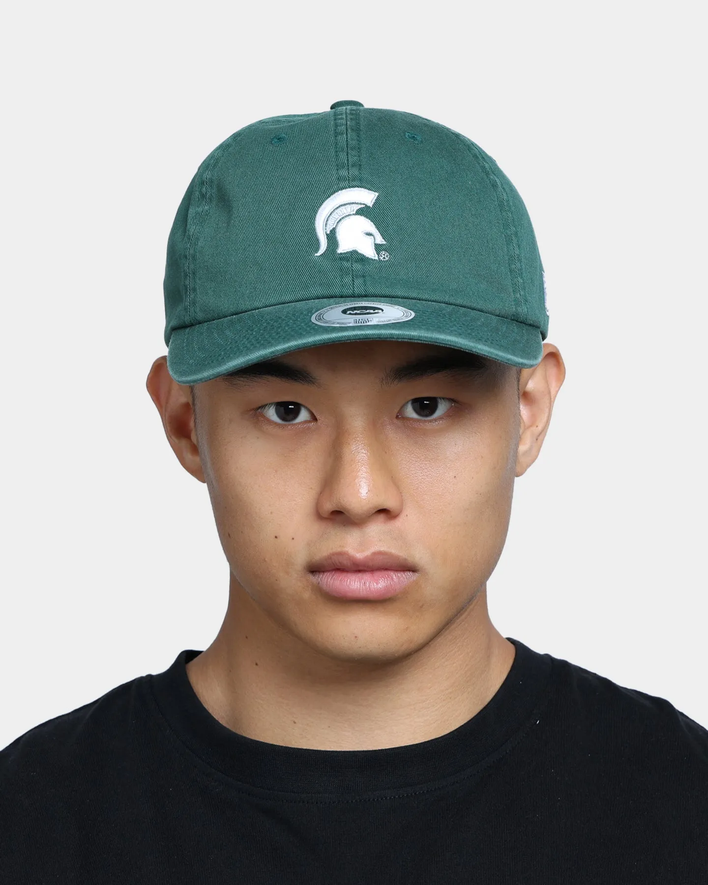 NATIONAL COLLEGIATE ATHLETIC ASSC Michigan State Spartans Small Team Crest Dad Hat Strapback Washed Green
