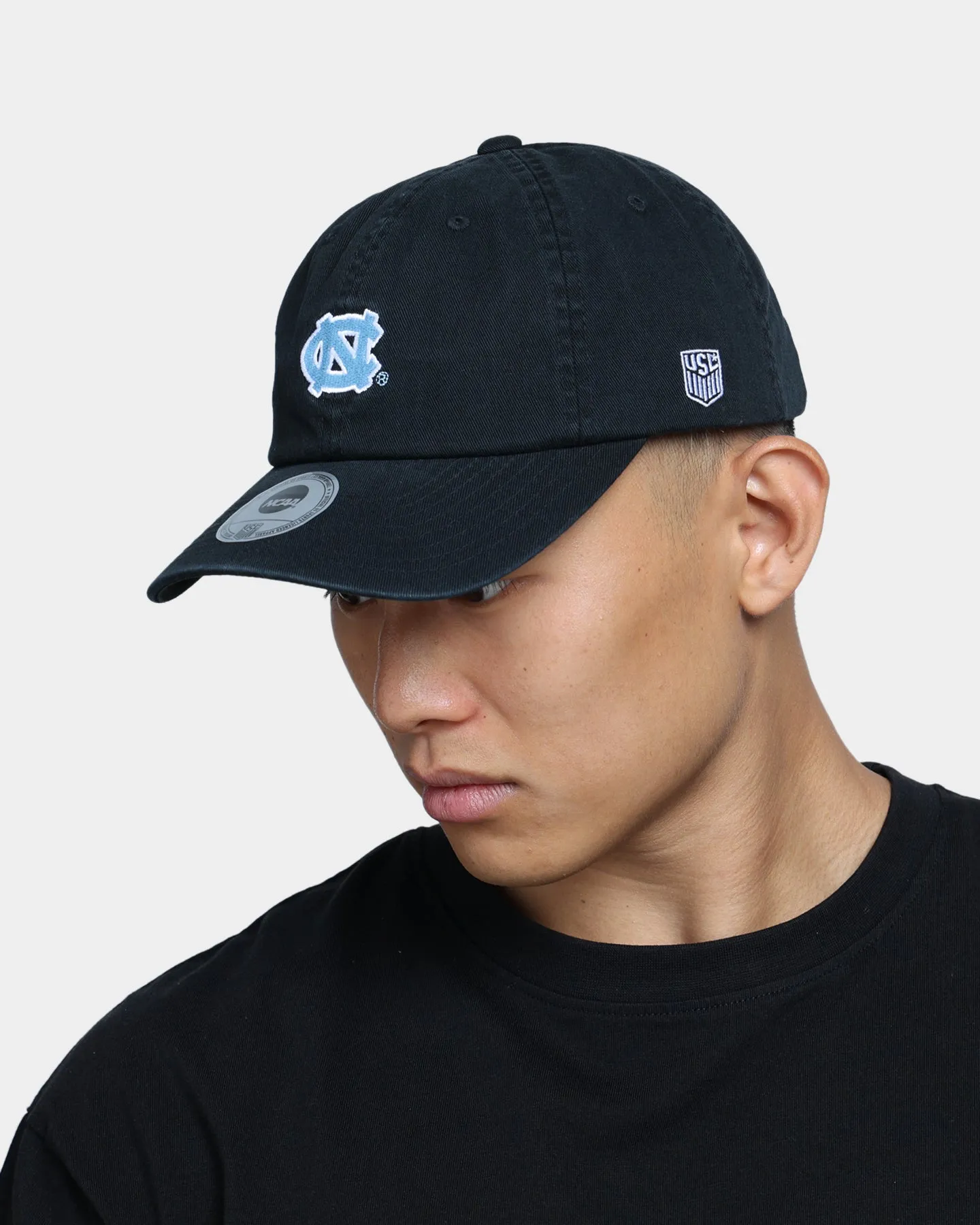 NATIONAL COLLEGIATE ATHLETIC ASSC North Carolina Tar Heels Small Team Crest Dad Hat Strapback Washed Black