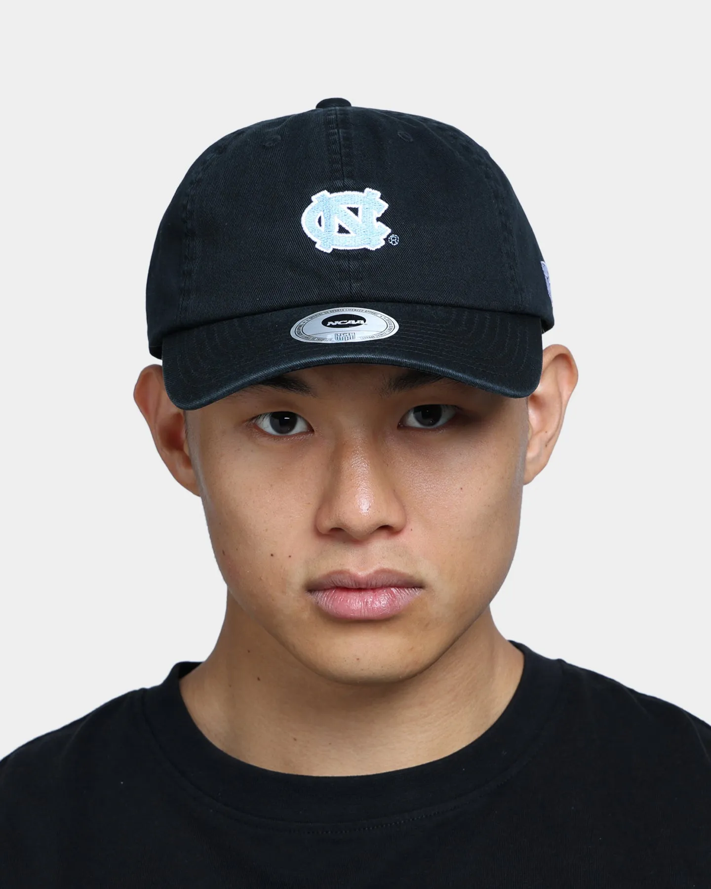 NATIONAL COLLEGIATE ATHLETIC ASSC North Carolina Tar Heels Small Team Crest Dad Hat Strapback Washed Black