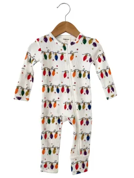 Organic Waffle Basic Zip Romper, Christmas Lights