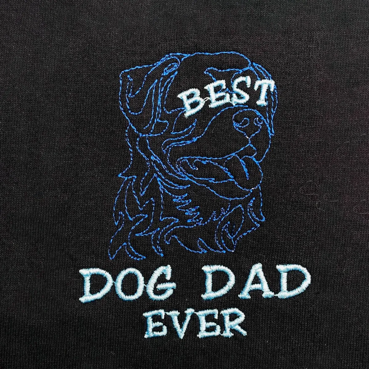 Personalized Best Dog Dad Ever T-Shirt with Dog Name Embroidered Collar, Gift Idea for Dog Dad