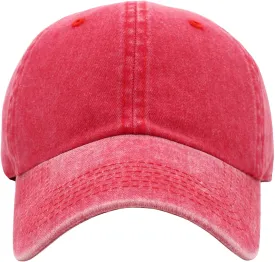 Pigment Dyed Low Profile Cotton Baseball Cap Washed Red