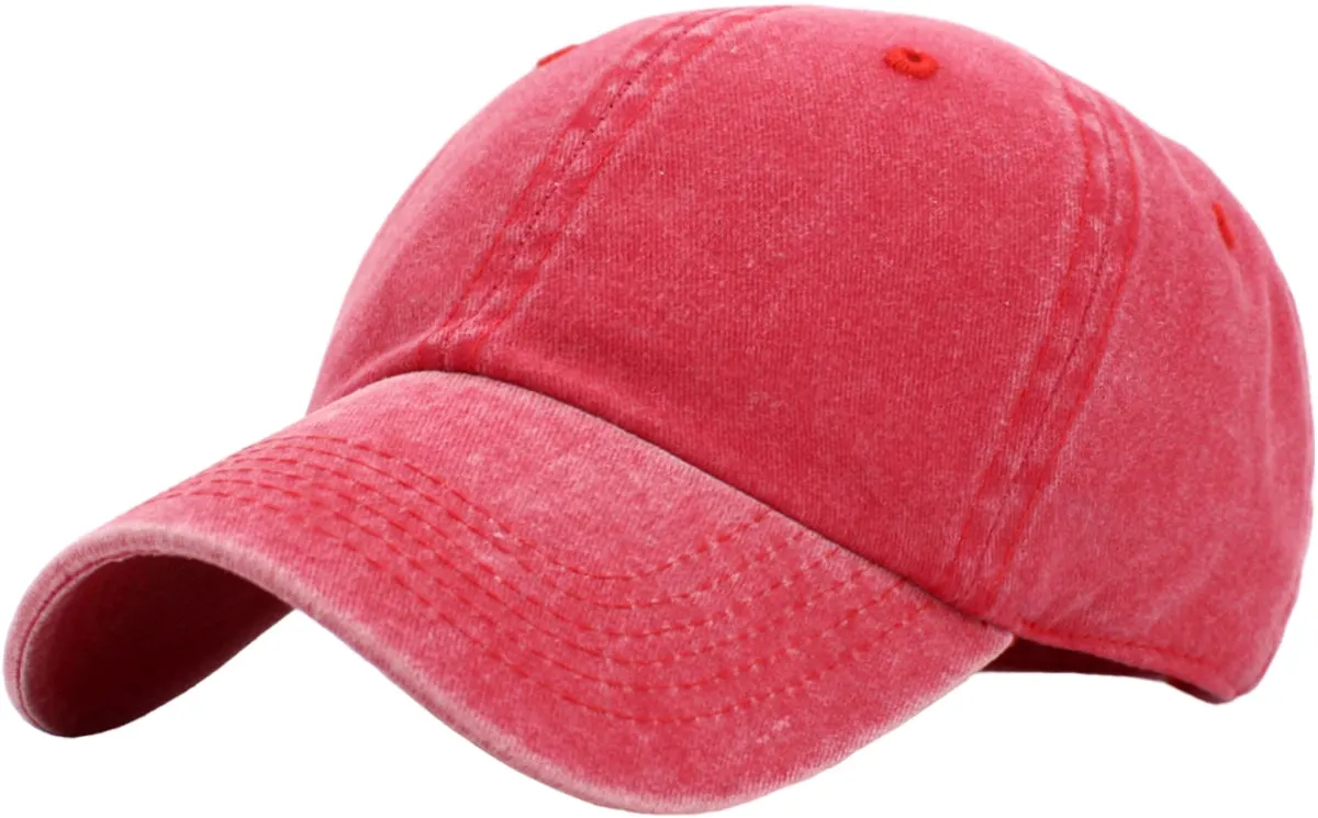 Pigment Dyed Low Profile Cotton Baseball Cap Washed Red