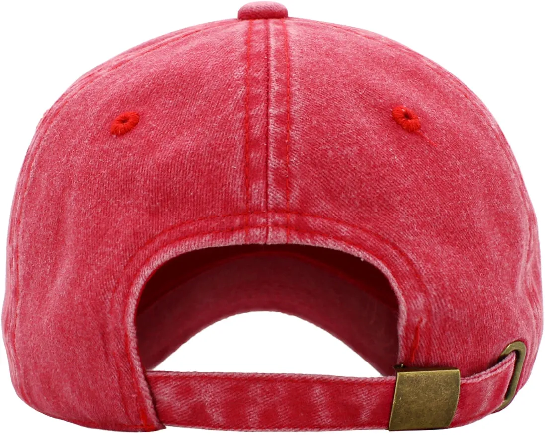 Pigment Dyed Low Profile Cotton Baseball Cap Washed Red