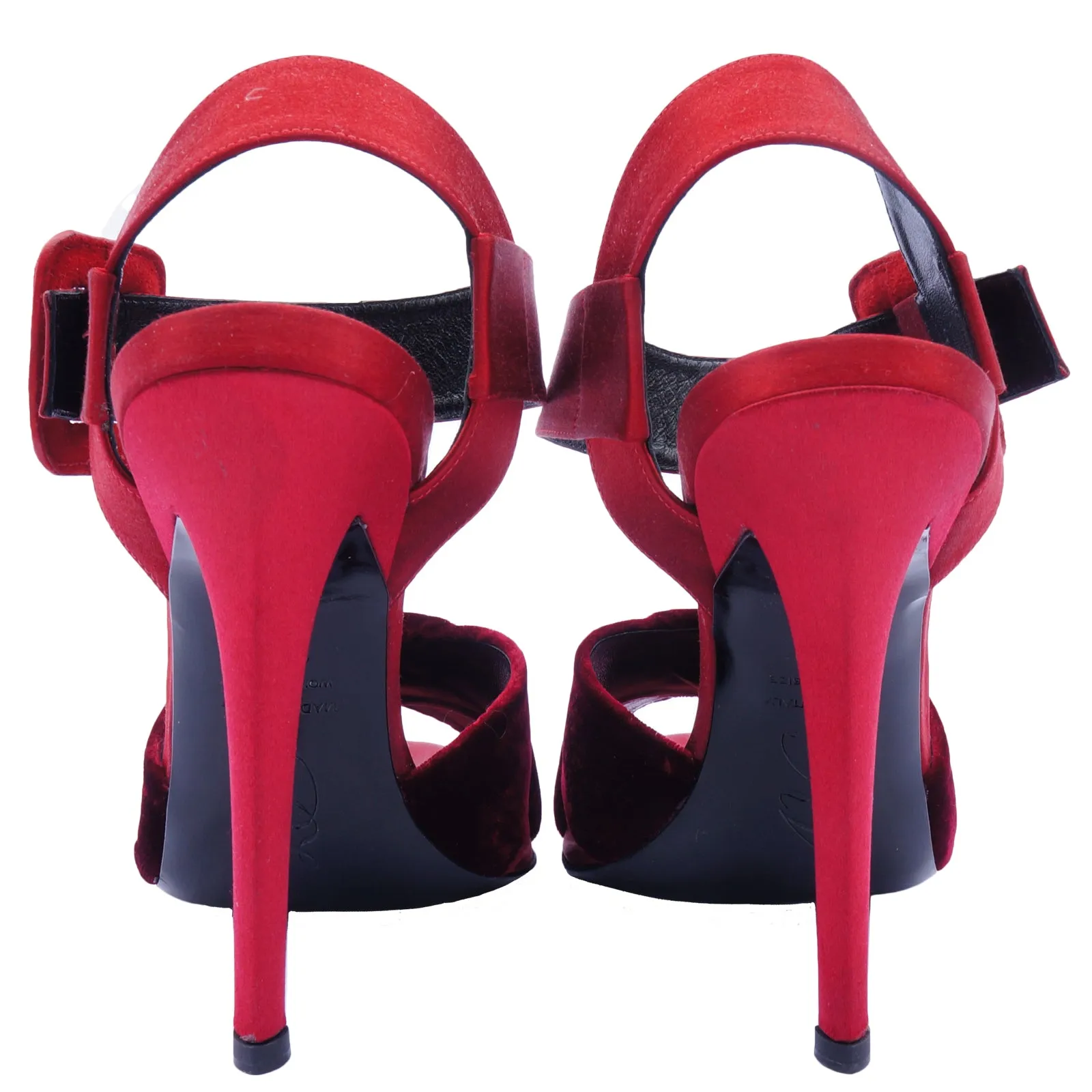 ROGER VIVIER WINE SATIN & VELVET PLATFORM SANDALS