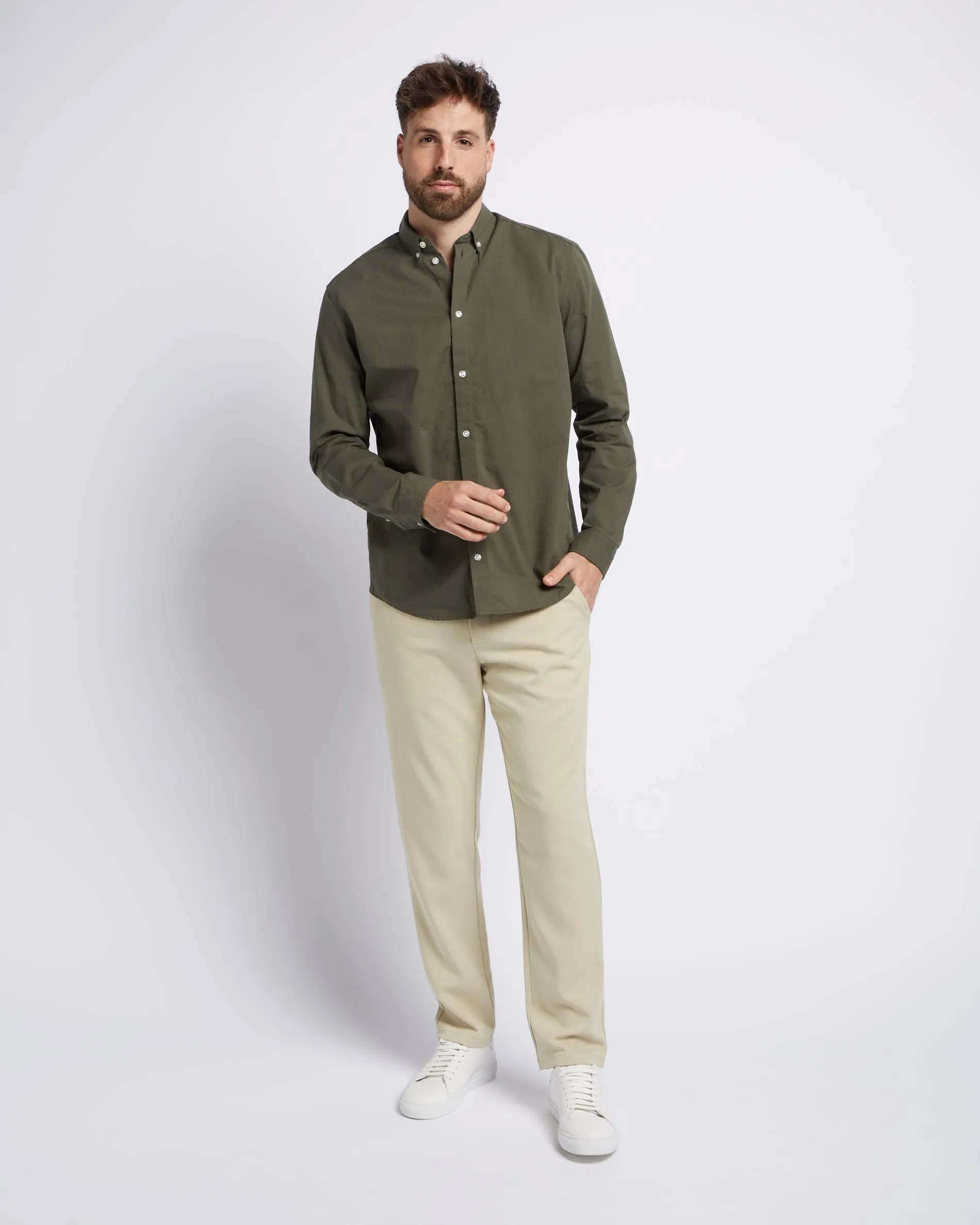 Seersucker shirt Dark Green