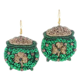 Sequin & Beaded Pot of Gold Earrings