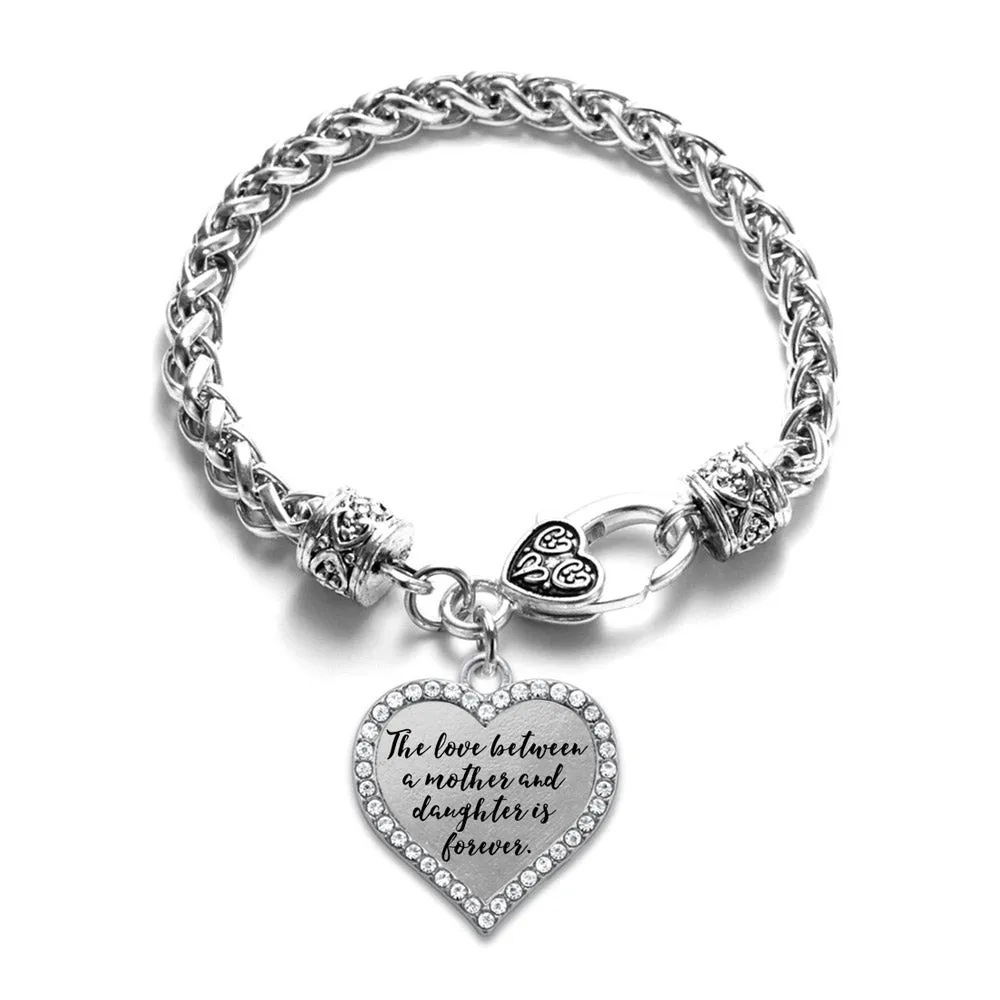 Silver Mother and Daughter Bond Open Heart Charm Toggle Bracelet
