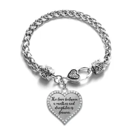 Silver Mother and Daughter Bond Open Heart Charm Toggle Bracelet