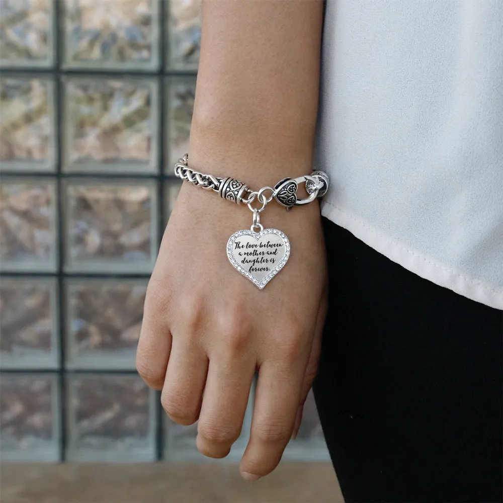 Silver Mother and Daughter Bond Open Heart Charm Toggle Bracelet