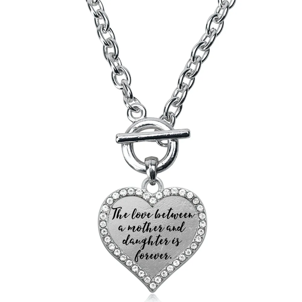 Silver Mother and Daughter Bond Open Heart Charm Toggle Necklace