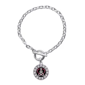 Silver Mother and Daughter Celtic Knot Circle Charm Toggle Bracelet