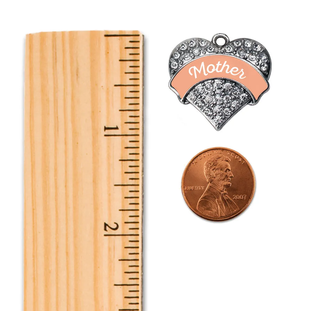 Silver Peach Mother Pave Heart Charm Holiday Ornament