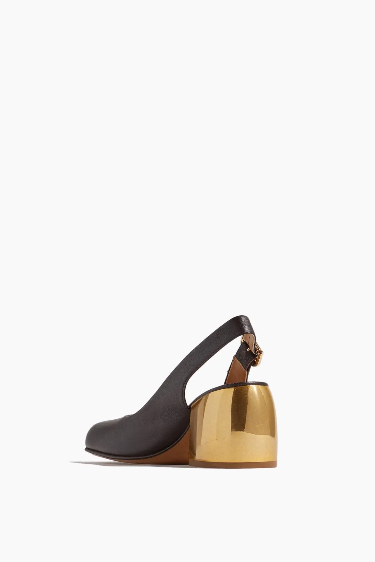 Sling Back Pump with Gold Heel in Bordeaux
