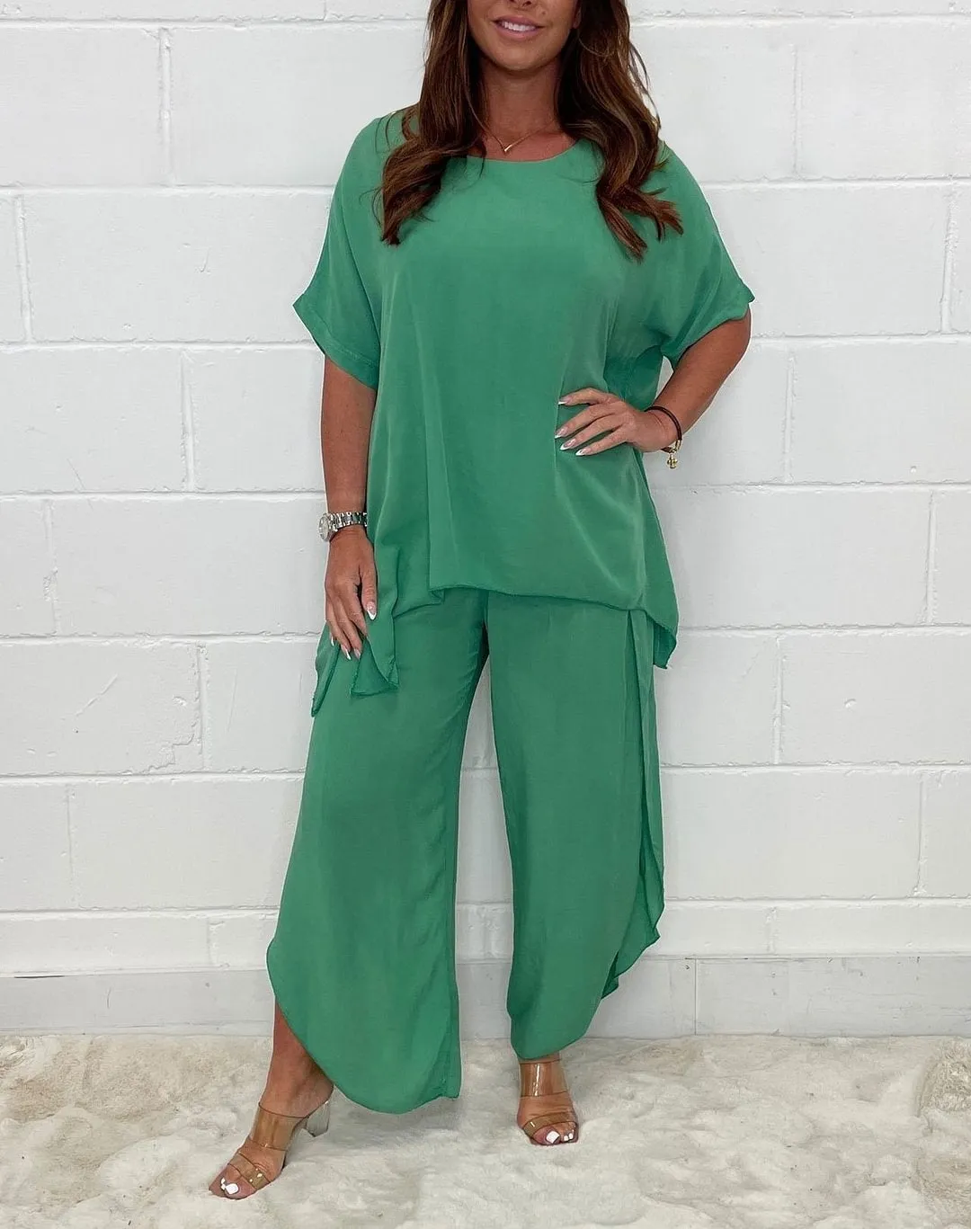 Summer Limited Time 49% OffFloaty 2 Piece Sleeved Trouser Set