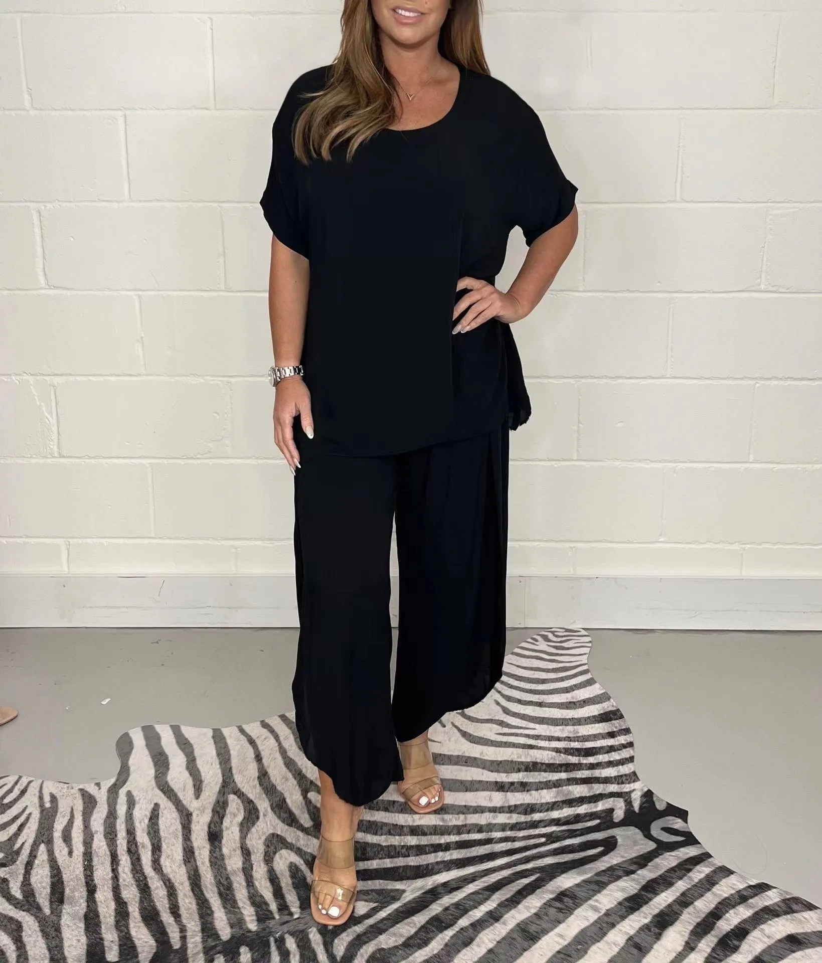Summer Limited Time 49% OffFloaty 2 Piece Sleeved Trouser Set