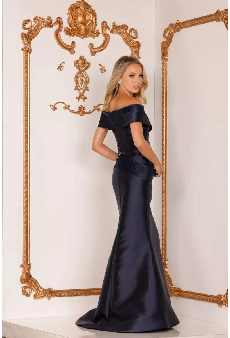 Terani - 2011M2159 - Tiered Folded Neckline Evening Dress